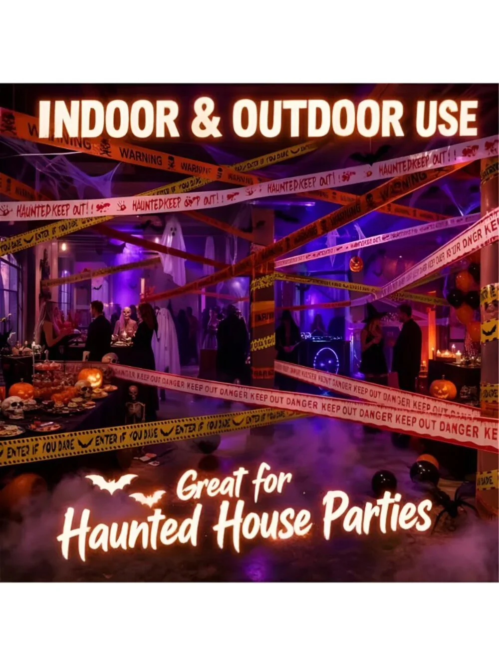 328ft Halloween Caution Tape 4 Pack 3in Warning Tape,82ft/Roll